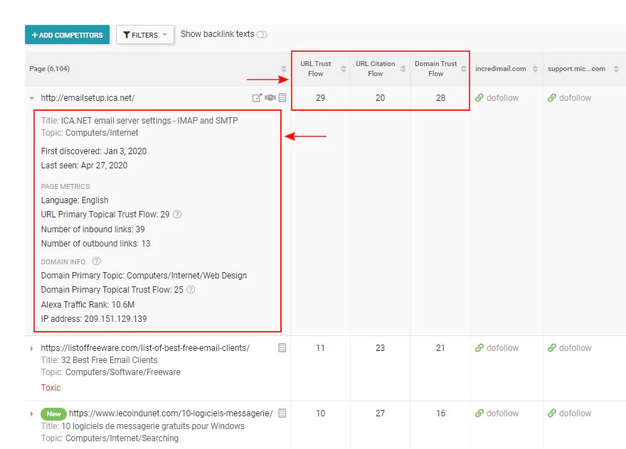 check for backlinks