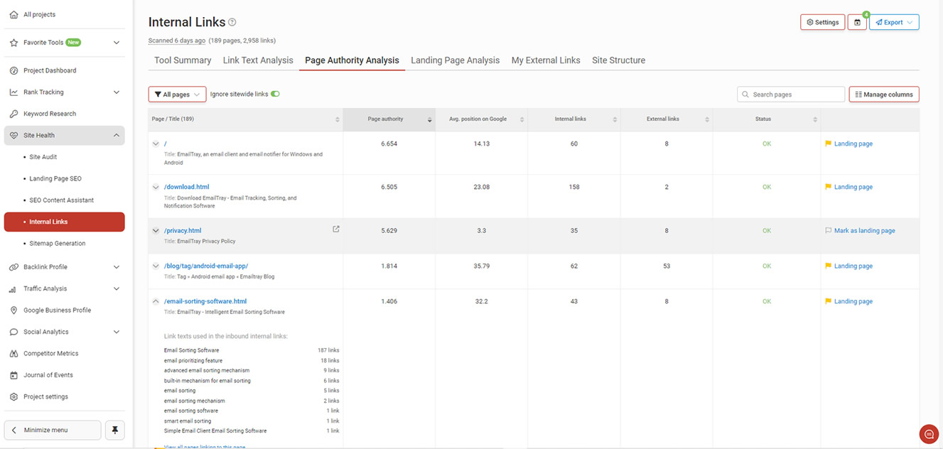 internal link building tool