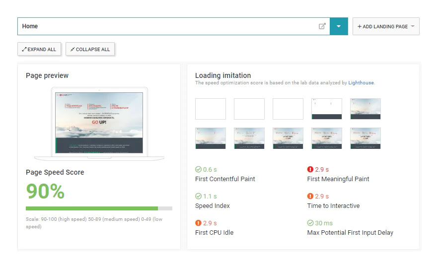 web page speed test